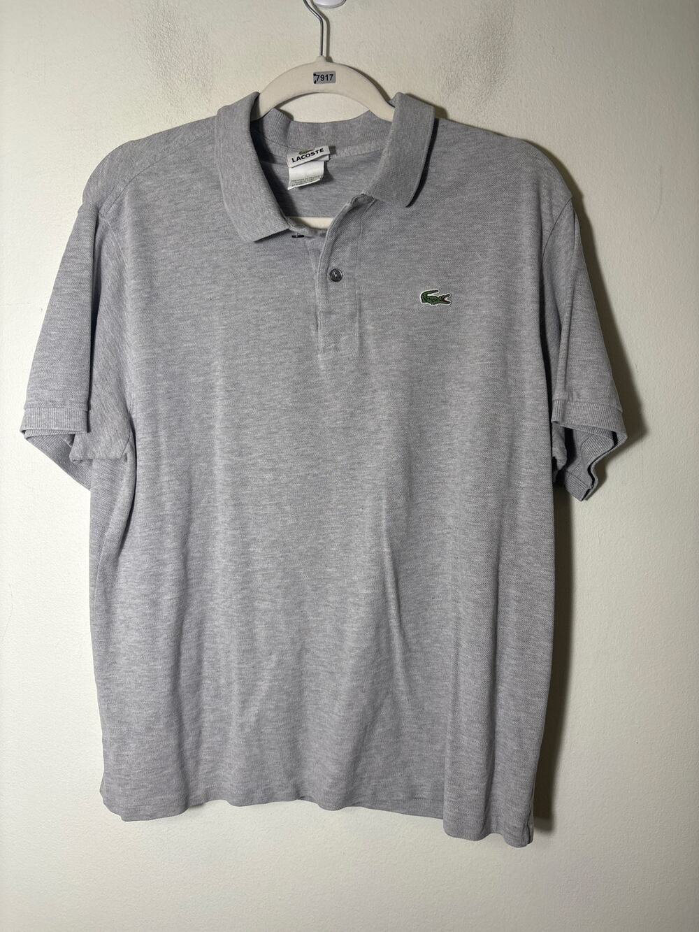 Men's Lacoste Gray Short Sleeve Cotton Polo Style Shirt Sz L